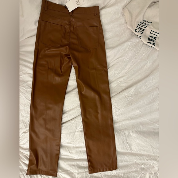 Faux brown leather Zara pants - Picture 4 of 6